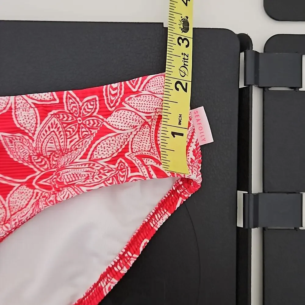 Seafolly Tropo Loco Red Floral Ribbed‎ 2-Piece Tube Swimsuit Set | Girl's 14